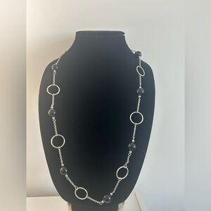 Elegant Silver Toned and Black Necklace